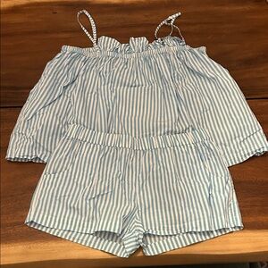 Blue Striped Women's Pajama Set
